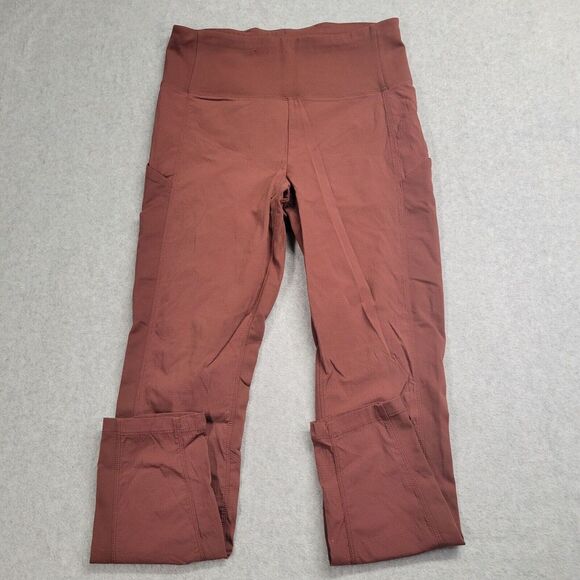Athleta Trekkie‎ Hybrid Crop Tight Women's 6 Nylon Stash Pockets Hiking Rust - Picture 1 of 10